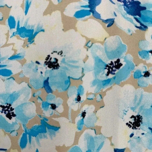 LuLaRoe | Monroe Watercolor Blue Taupe Floral Black Fringe Kimono Coverup Size S - Picture 5 of 9